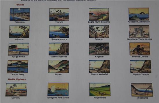 Ando Hiroshige Intermediate Stations of the Tokaido, ukiyo-e prints, re-published by S. Sakai 1919,